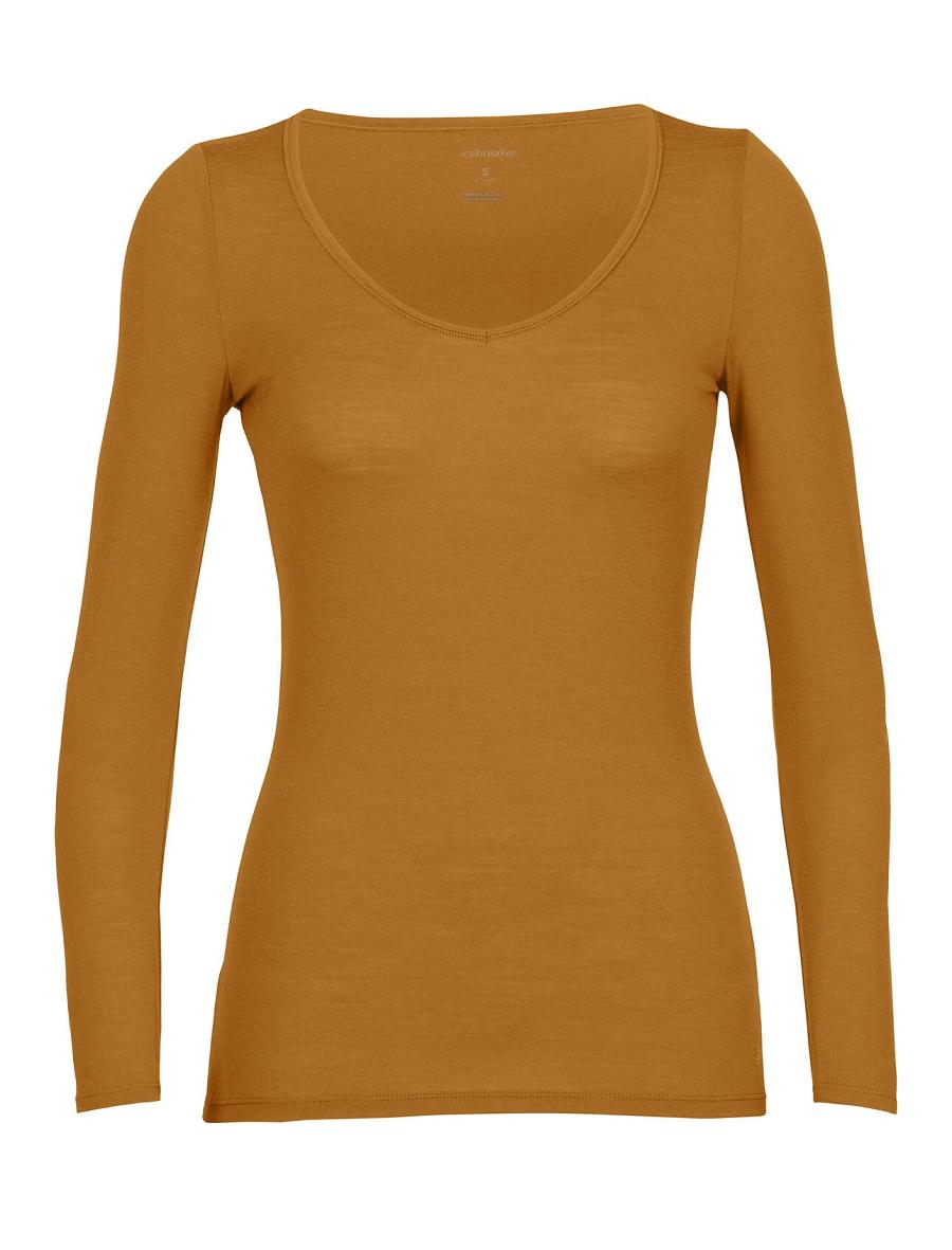 Women's Icebreaker Merino Siren Long Sleeve Sweetheart Top Underwear Clove | CA 1261EBCX